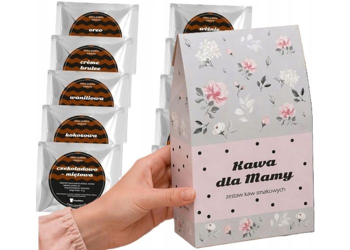 Kawa dla mamy w kwiecistej torebce – zestaw kaw smakowych