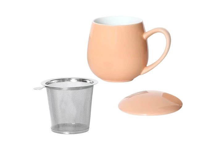 Kubek z zaparzaczem i pokrywką brzoskwiniowy