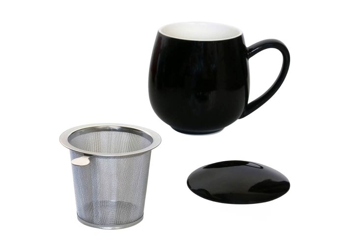 Kubek z zaparzaczem i pokrywką czarny