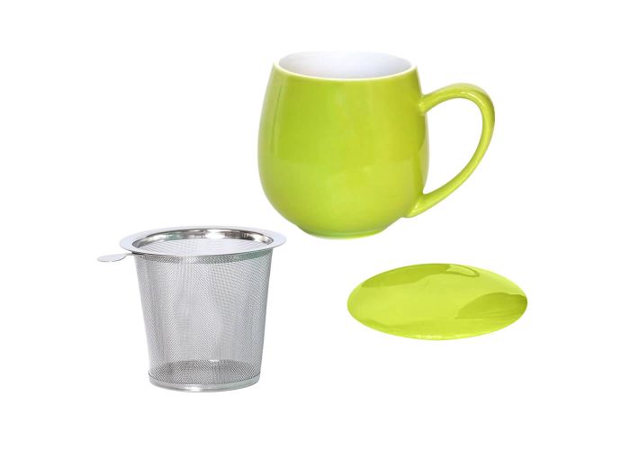 Kubek z zaparzaczem i pokrywką limonkowy