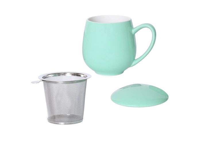 Kubek z zaparzaczem i pokrywką miętowy