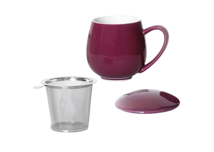 Kubek z zaparzaczem i pokrywką purpurowy