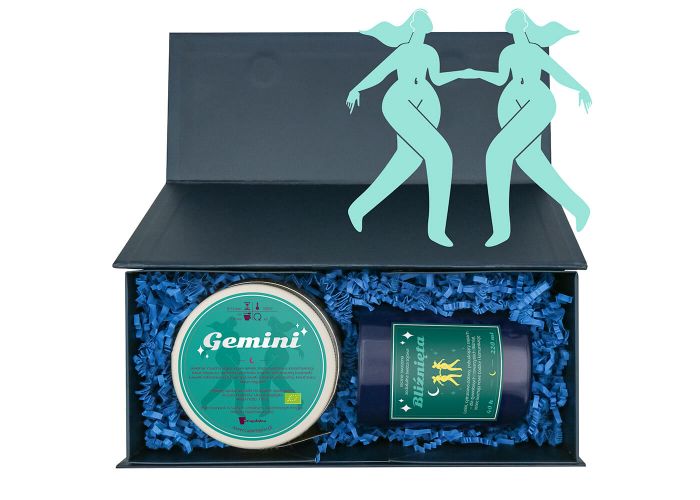 Zestaw zodiakalny BLIŹNIĘTA. Świeca i herbata 