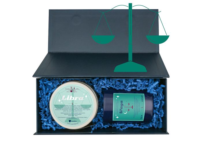 Zestaw zodiakalny WAGA. Świeca i herbata 