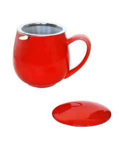 Kubek z zaparzaczem i pokrywką czerwony