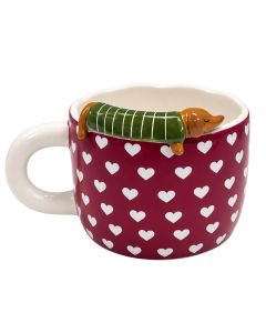 Kubek czerwony w serca Jamnik